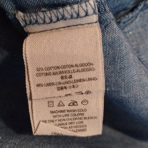 Free People Show Me Some‎ Shoulder Size S Blue Chambray Off Shoulder Blouse - Picture 7 of 7